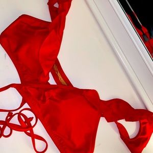 Red Ruffled Wrap Bikini Top